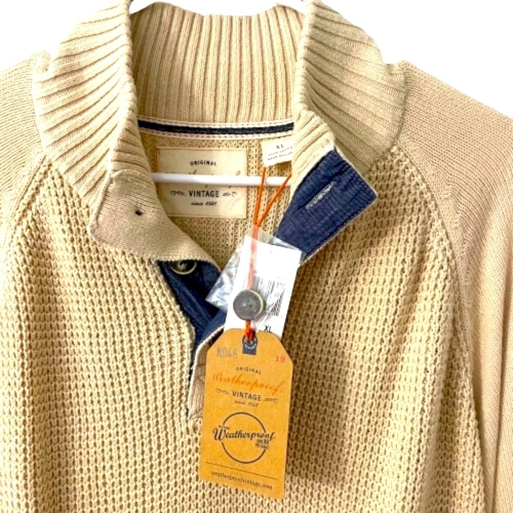 Weatherproof Vintage Sweater | Tan / Cream | Size XL